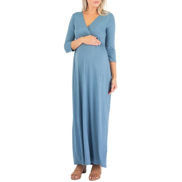 Mother Bee Maternity Maxi Dress Teal SZ XL - Picture 2 of 10